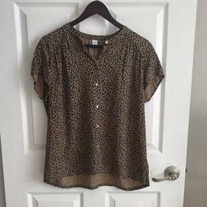 Old Navy Leopard Print Blouse - Black and Tan